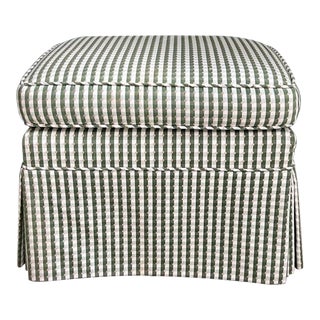 2000s Green and White Check Classic Upholstered Skirted Ottoman For Sale