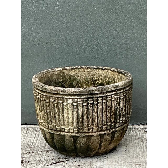Vintage Concrete Fluted Garden Planter For Sale - Image 11 of 12