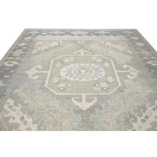 Textile Modern Handmade Turkish Oushak Rug 8'11" X 11'6" For Sale - Image 7 of 7