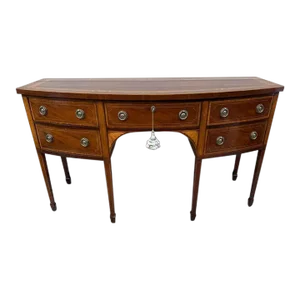 Baker History Charleston Collection Mahogany Inlaid Bow Front Sideboard.