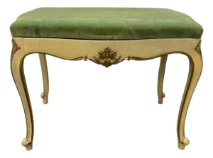 Vintage Drexel French Shabby Chic Style Velvet Bench / Footstool