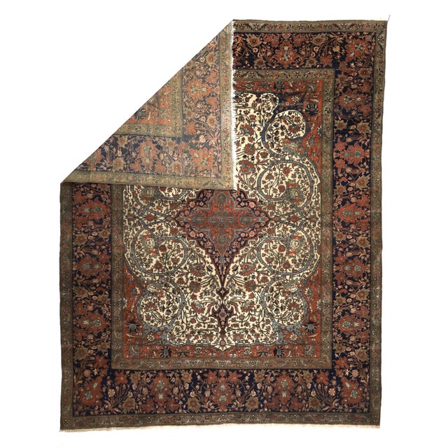 Antique Persian Mohtasham Kashan Rug 7'9" x 9’9”. The Revival Period rugs woven by two generations of Mohtashams, from...