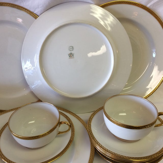Limoges France Vignaud White With Gold China 23 Piece Chairish
