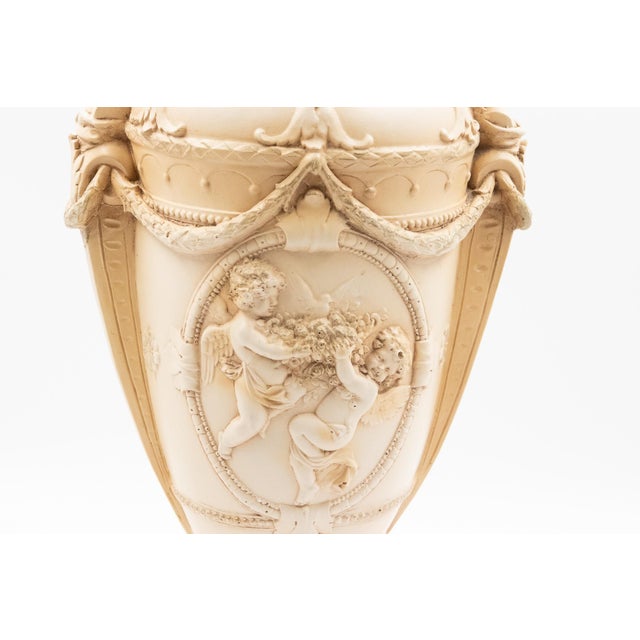 Marwal Ind. Inc. Marwal Industries Chalkware Greek Roman Cherub Urn Vase, 21" For Sale - Image 4 of 7