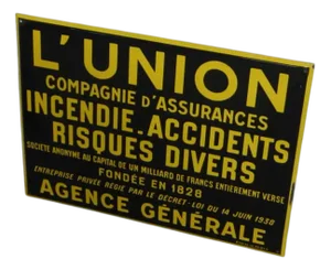 License Plate Union Compagnie Assicurance France, 1930