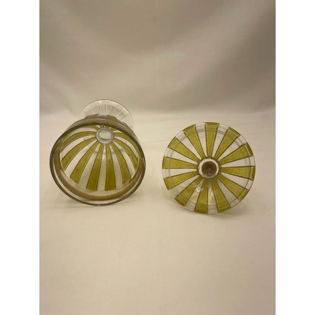 Art Deco 1920s Heisey Textured Yellow Ribbed Candy Jar For Sale - Image 3 of 5