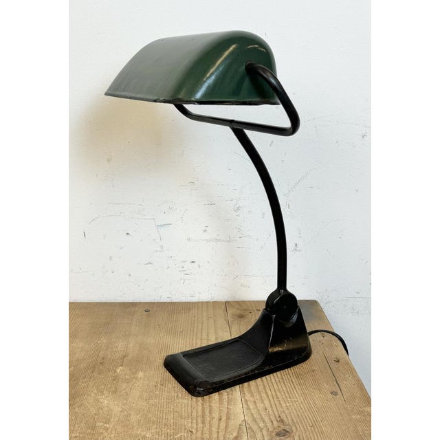 Green Enamel Bank Lamp from Bur, 1930s For Sale - Image 4 of 18