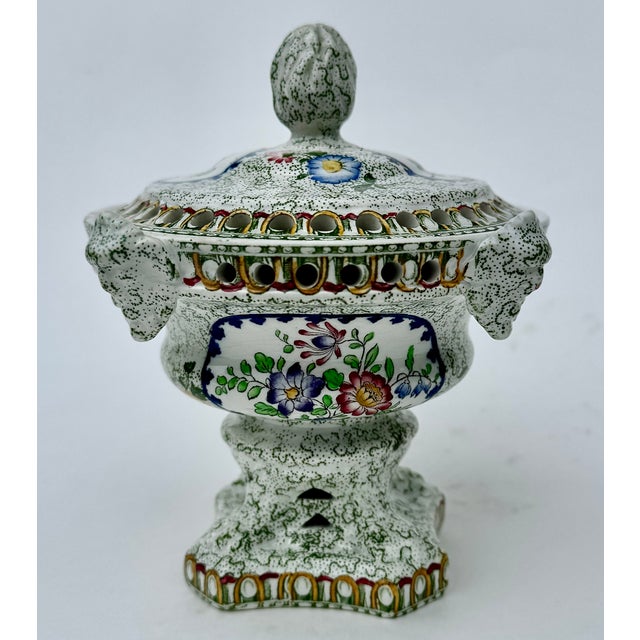 Late 19th Century Copeland Spode Chintz Botanical Potpourri Vase Covered Urn, England Circa 1891 For Sale - Image 5 of 12