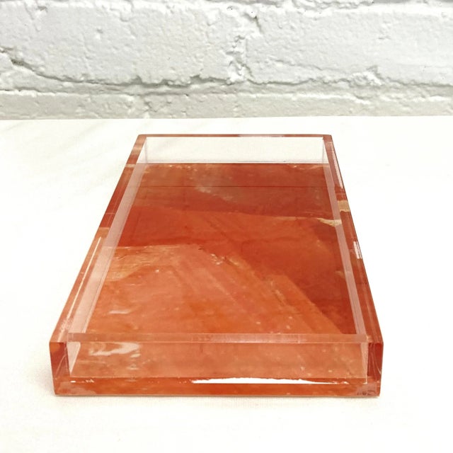 Lucite Orange Tray With Digital Agate Pattern For Sale In San Francisco - Image 6 of 7
