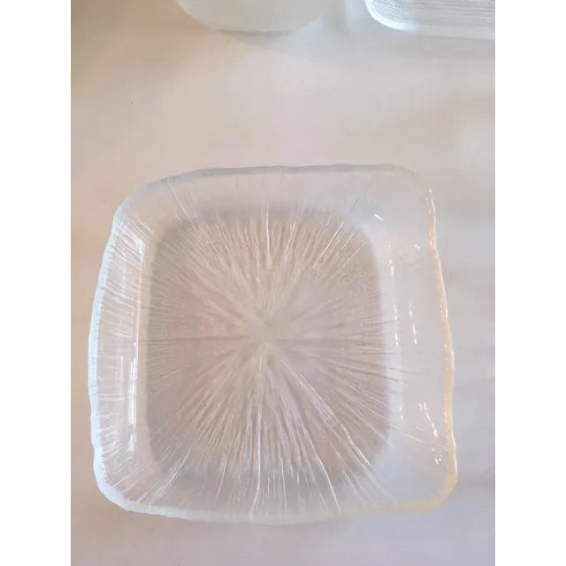 Mid 20th Century Vintage Abstract Linear Striated Textured Art Glass Salad Set - 9 Piece Set For Sale - Image 5 of 8