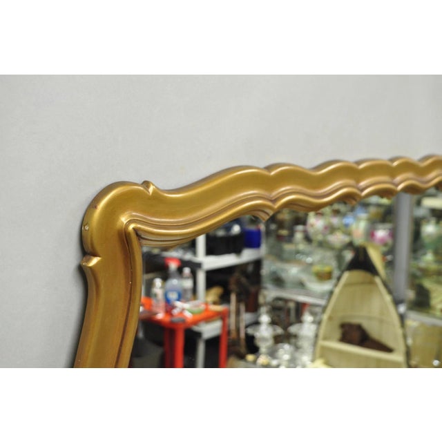 Vintage Hollywood Regency Gold Scalloped Serpentine Wood Frame Wall Mirror For Sale - Image 13 of 15