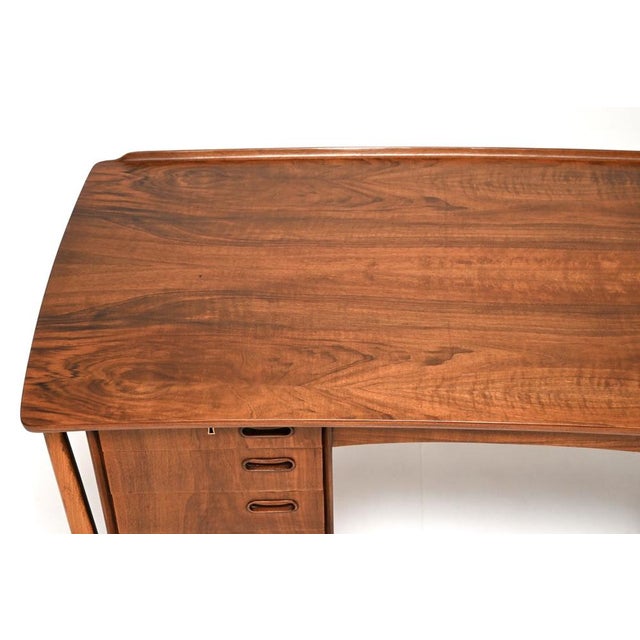Vintage Danish Walnut Desk attributed to Svend Aage Madsen for HP Hansen, 1960 For Sale - Image 10 of 13