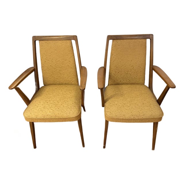 Set of Vintage Mid-Century Modern Captain Side Chairs For Sale
