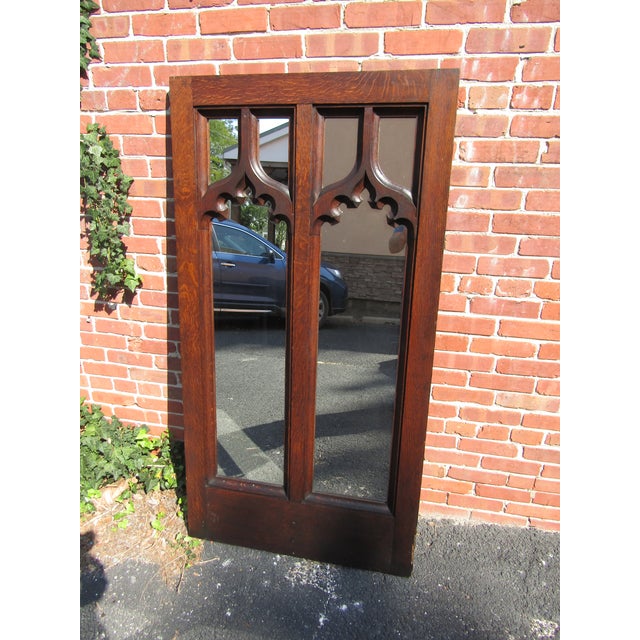 English Gothic Oak Mirror 1860s For Sale - Image 6 of 10
