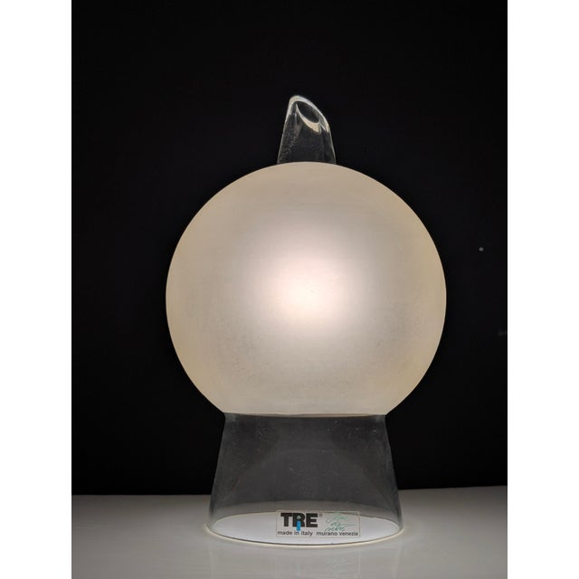 Murano Glass Table Lamp in Geometric Cone and Frosted Sphere by Itre, Venice, 1980s For Sale - Image 4 of 8