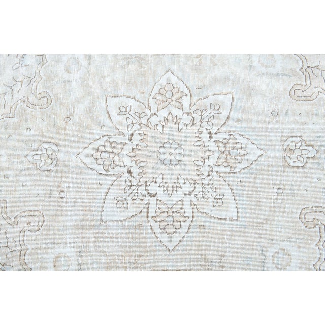 1970s Vintage Persian Handmade Wool Cotton Light Beige Area Rug For Sale - Image 9 of 11