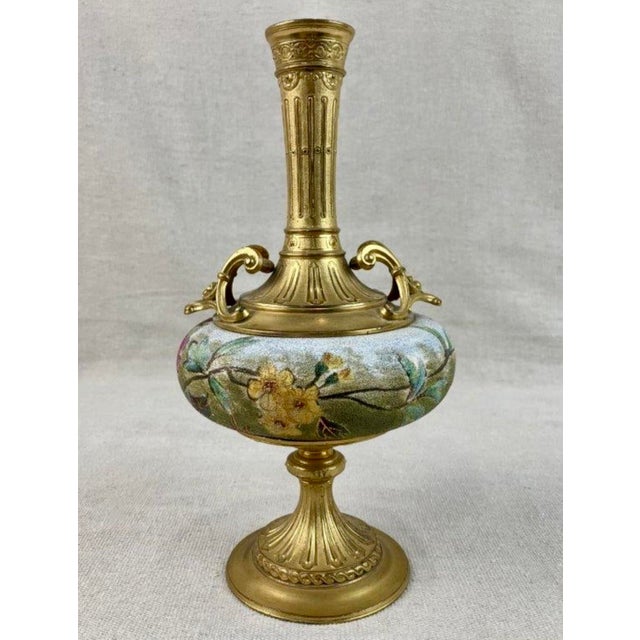 Late 19th Century French Ormolu & Hand-Enameled Botanical Pedestal Vase For Sale - Image 4 of 7