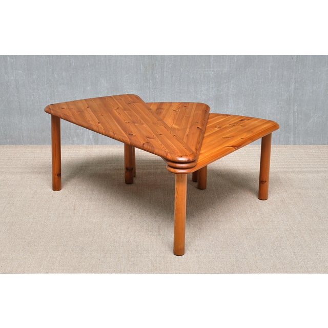 Swedish Modern Modular Fan-Shaped Coffee Table in Pine Wood, 1960s For Sale - Image 10 of 14