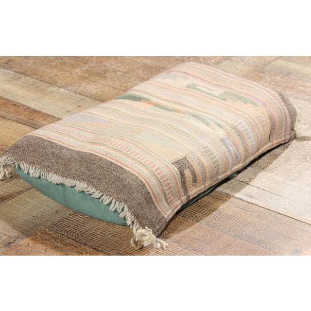 Textile Vintage Pastel Tribal Turkish Kilim Rug Pillow - 01'03 X 01'08 For Sale - Image 7 of 10