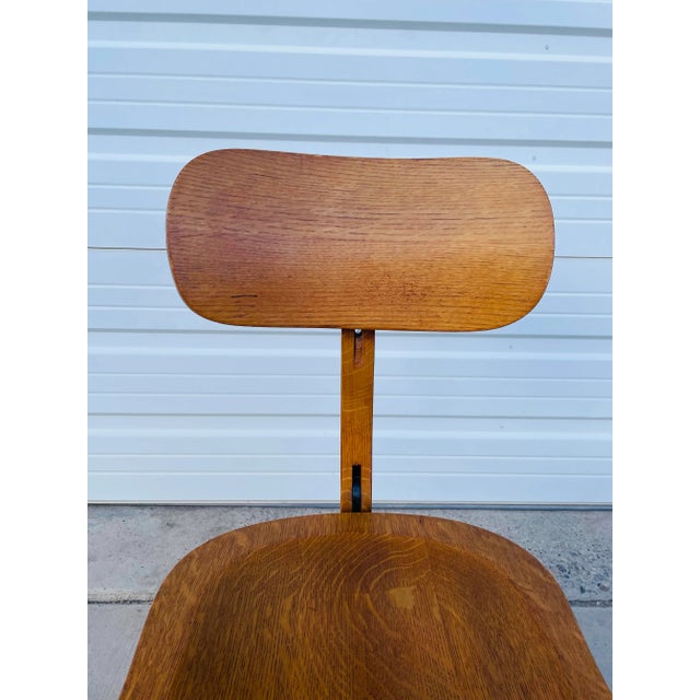 Brown 1930s Art Deco Antique Wooden Typist Chair For Sale - Image 8 of 12