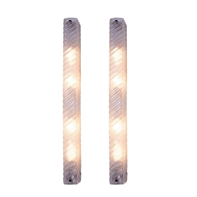 Large Frosted Murano Glass Mirror Wall Sconces from Eglo, Austria, 1960, Set of 2 For Sale - Image 10 of 11