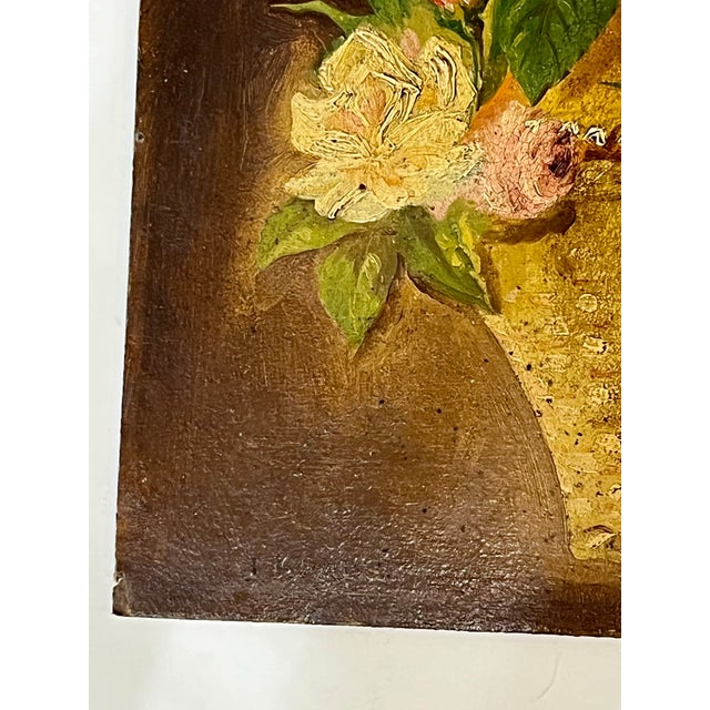 Pair German 19th Century Still Lives Fruit & Flower Baskets Oil on Board For Sale - Image 10 of 18