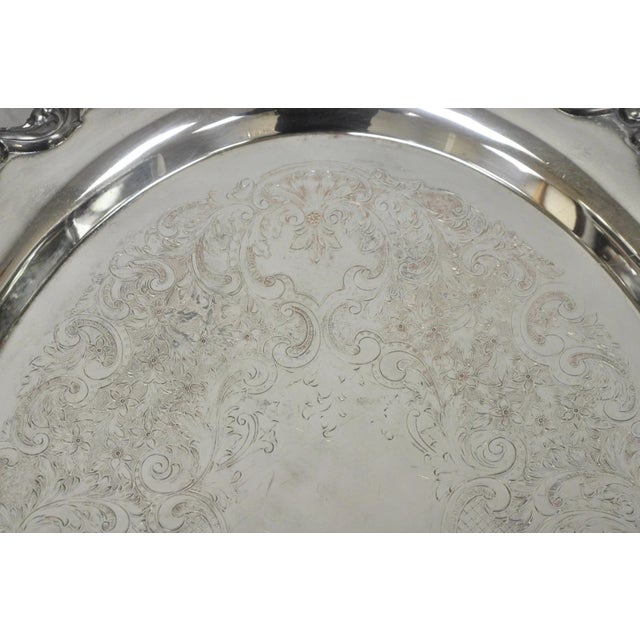 Vintage Poole 400 Lancaster Rose Silver Plated Bar Serving Platter Tray on Feet For Sale - Image 10 of 14