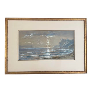 Seascape by Edmund Darch Lewis, Signed Original Watercolor For Sale