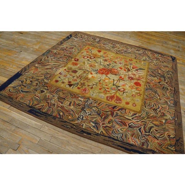 1910s Antique American Hooked Rug For Sale - Image 5 of 12