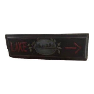 Vintage Hand-Painted Lake Sign For Sale