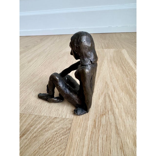 Metal Mid 20th Century Solid Cast Bronze Brutalist Seated Female Nude Sculpture - 4.5" For Sale - Image 7 of 10