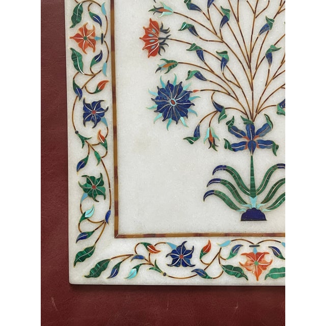 Early 20th Century Floral Stone Inlaid Decorative Tray For Sale - Image 4 of 7