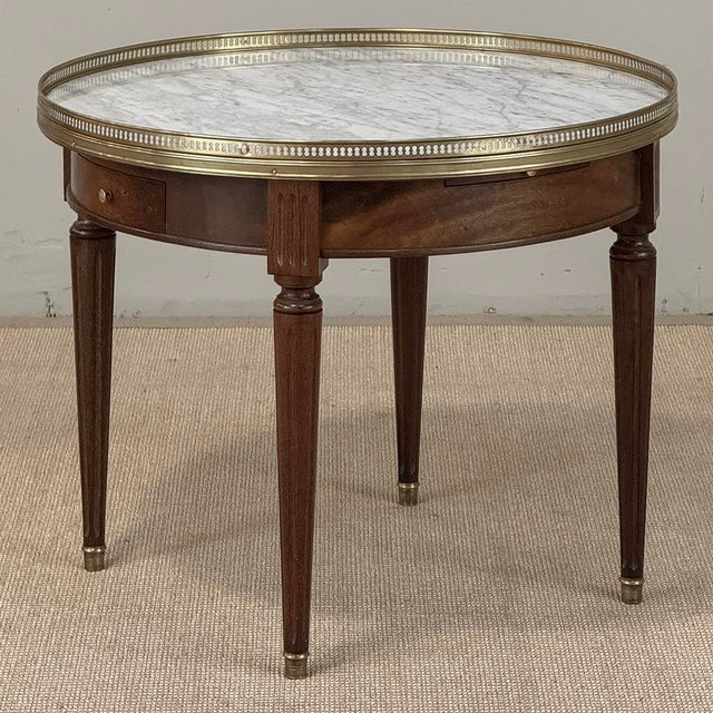 Antique French Louis XVI Mahogany Marble Top Bouillotte Table For Sale - Image 4 of 18