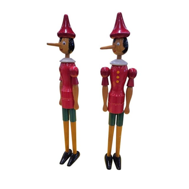 Wooden Pinocchio Dolls by Gio Galetti, Italy, 1970s, Set of 2 For Sale - Image 5 of 6