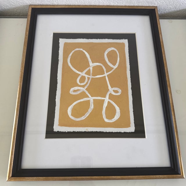 2020s Set of 3 Original Abstract Acrylic Paintings Matted and Framed For Sale - Image 5 of 6