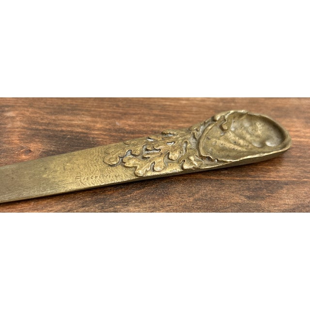 Bronze 1920s Signed Henri Rischmann Art Nouveau Handmade Bronze Letter Opener For Sale - Image 8 of 15