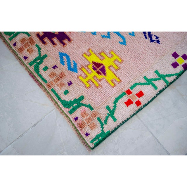 1970s Runner Rug Turkish Hand-Knotted Rug Pink Hallway Decor Kitchen Runner 3x10 Ft Approx For Sale - Image 11 of 18