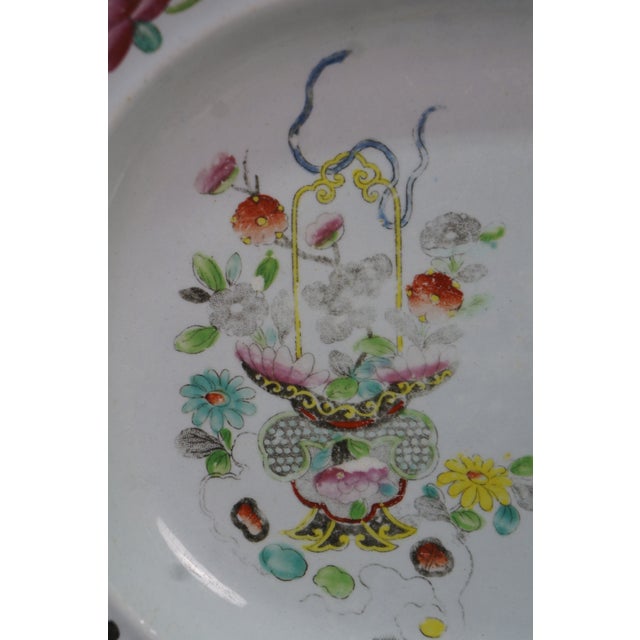 Antique 1825 Stephan Folch Bamboo & Basket Ironstone China Platters - Set of 4 For Sale - Image 4 of 14