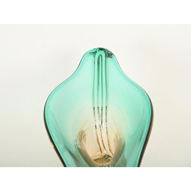 Gold Large Centerpiece in Emerald and Amber Murano Glass attributed to Flavio Poli, Italy, 1960s For Sale - Image 8 of 12