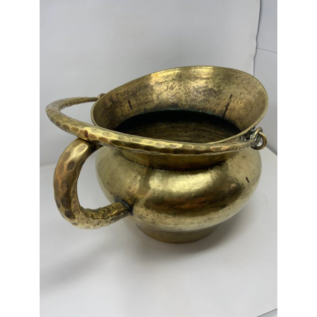 Metal Antique Italian Hammered Brass Coal Scuttle/Water Bucket For Sale - Image 7 of 8