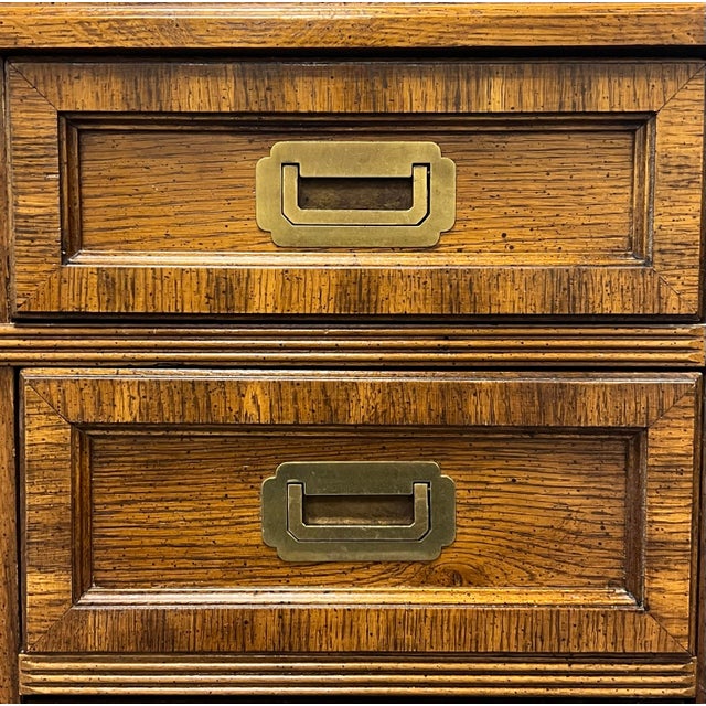 Vintage Campaign Style Double Pedestal 7 Drawer Desk For Sale In New York - Image 6 of 11