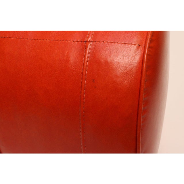 Mid-Century Modern Orange Pouf / Foot Stool / Ottoman For Sale - Image 16 of 16