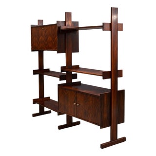Brazilian Modern Adjustable Bookshelf With Cabinets in Rosewood, Brazil, 1960s For Sale