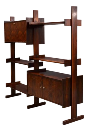 Brazilian Modern Adjustable Bookshelf With Cabinets in Rosewood, Brazil, 1960s