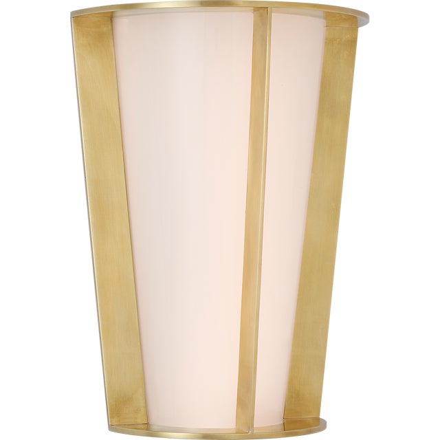 Modern Barbara Barry for Visual Comfort Signature Phinn 12" Tapered Sconce in Soft Brass with White Glass For Sale - Image 3 of 6