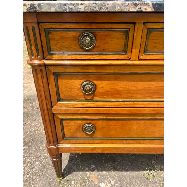 French 19th Century Louis XVI Walnut Marble Top Chest of Drawers For Sale - Image 10 of 12