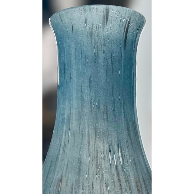Vintage 1970s–1980s Murano-Style Handblown Art Glass Vase, 21" Tall Blue With Gold Silver Flecks For Sale - Image 17 of 18