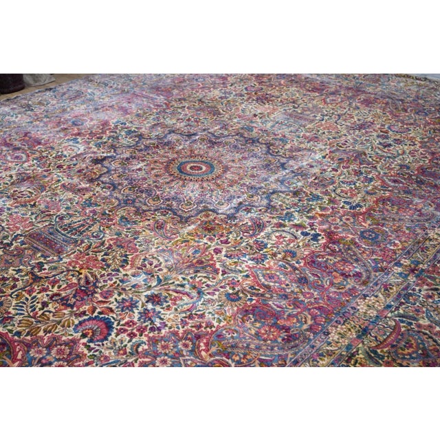 Antique Lavar Kerman Rug 11'7'' X 15'6'' For Sale In New York - Image 6 of 11