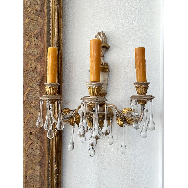 19th Century 19th Century Wood and Crystal Sconces - a Pair For Sale - Image 5 of 5