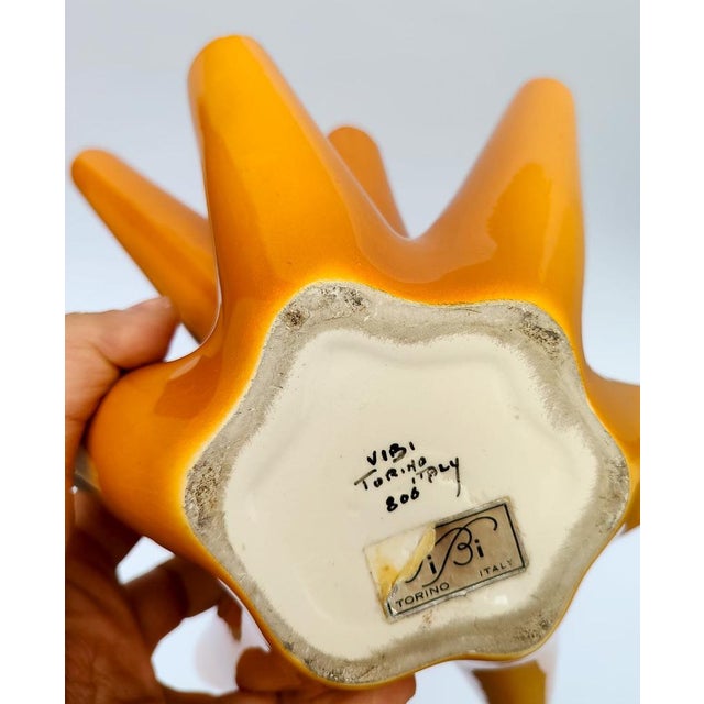 Single-Flower Vase in Amber Coral Ceramic from Vibi Turin, 1960s For Sale - Image 14 of 15